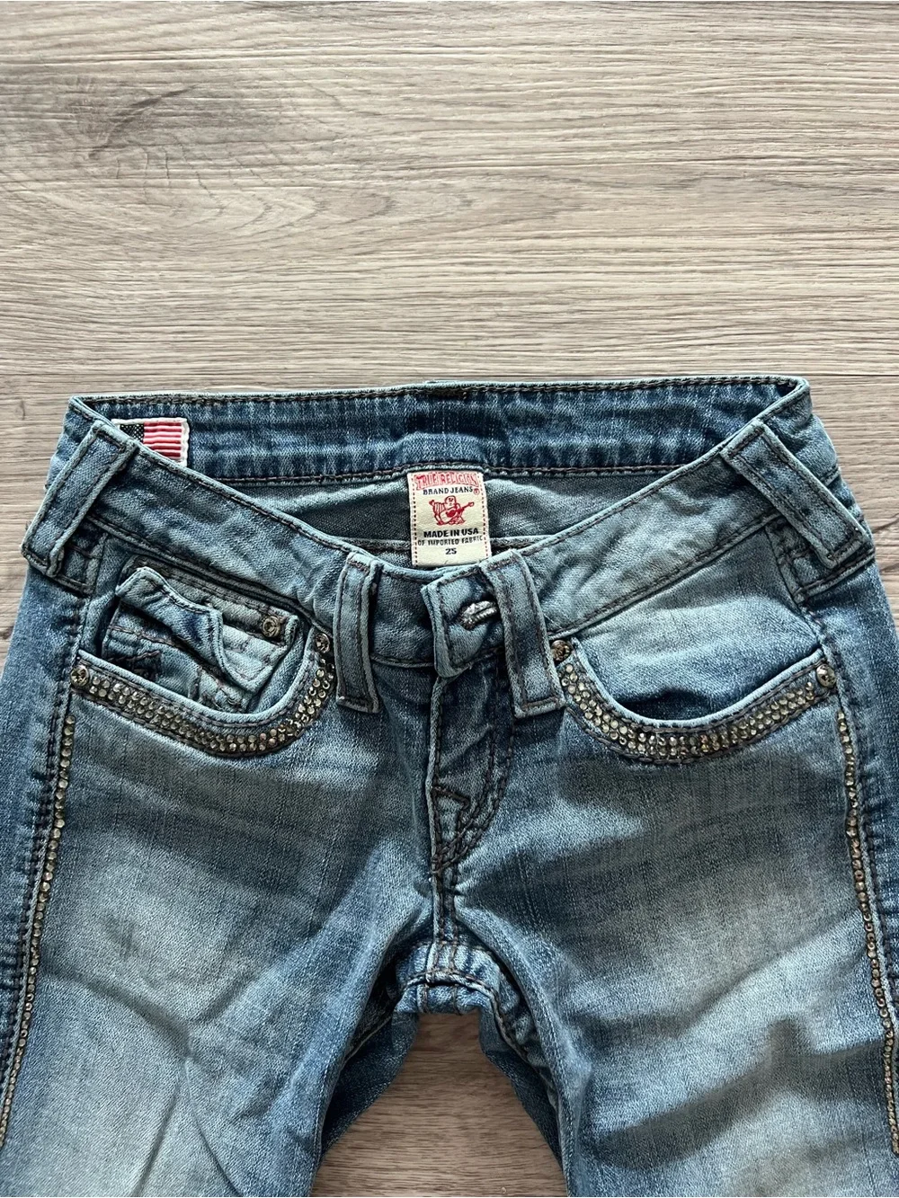True Religion | Grey Swarovski Crystals Skinny Jeans | Size 25 | Rare